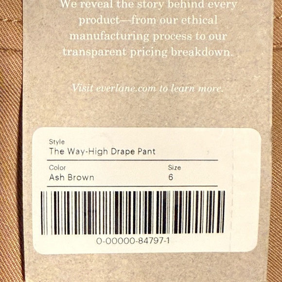 Everlane NWT *** FLAWED ***The Way High Drape Pants Tan / Ash Brown, size 6S - Picture 8 of 15